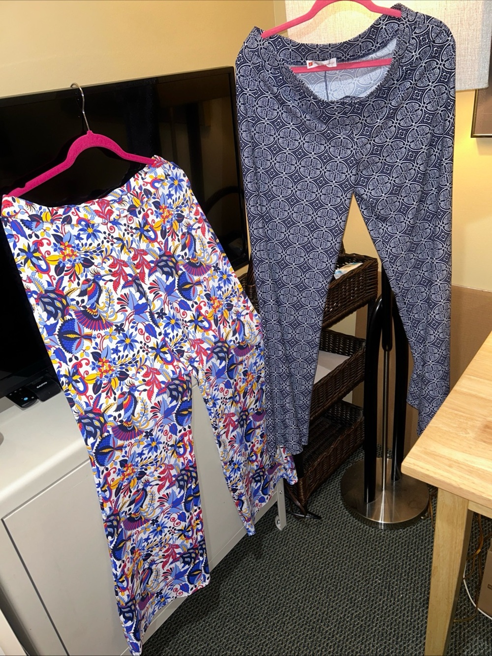 (2) Jude Connally Casual Wide Leg Pull On Pants Medallion + Hummingbird Medium